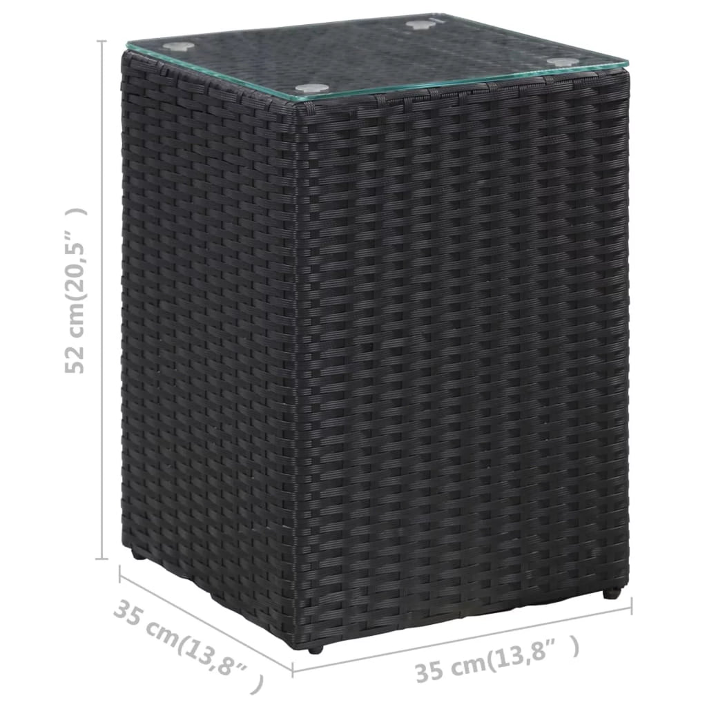 Black Glass Poly Rattan Side Table G9078