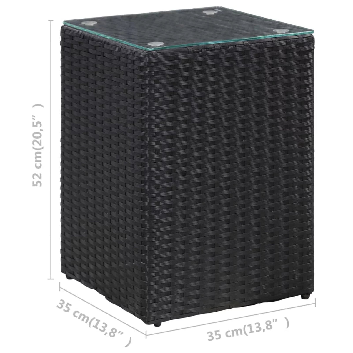 Black Glass Poly Rattan Side Table G9078