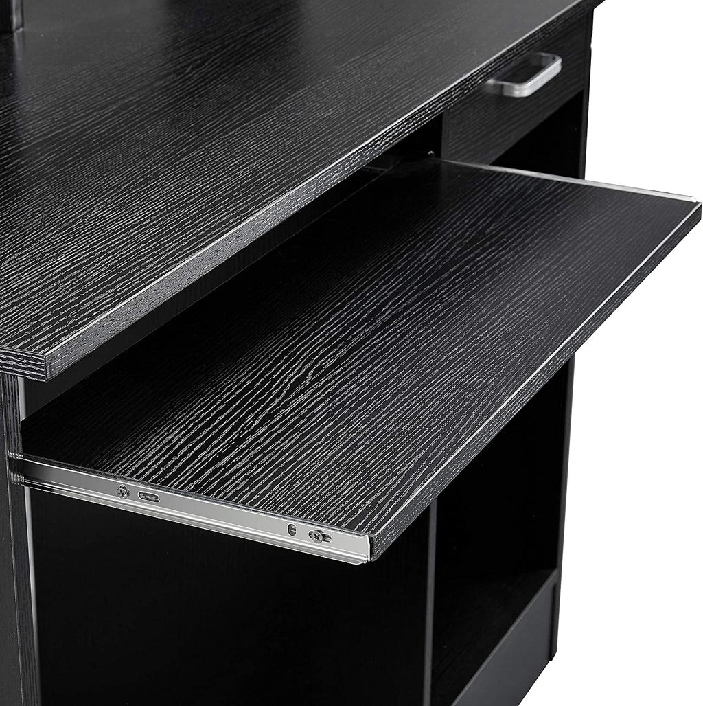 Wood Computer Desk with Drawers and Keyboard Tray W956