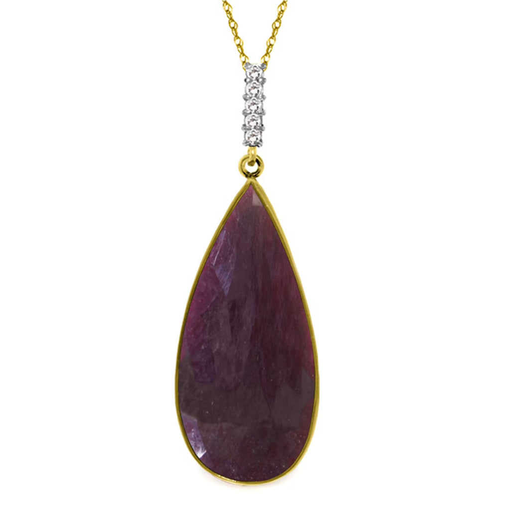 14k Yellow Gold Necklace Diamonds Pear Shape Ruby H725470