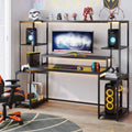 70 Inch Black Gaming Table with Hutch and Shelf R536836