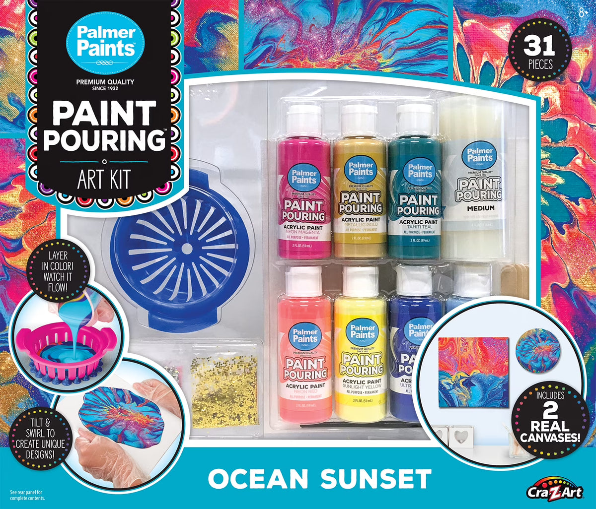 Ocean Sunset Acrylic Paint Pouring Art Activity Kit G7387