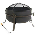 24 inch Steel Cauldron Fire Pit with Spark Screen A5354