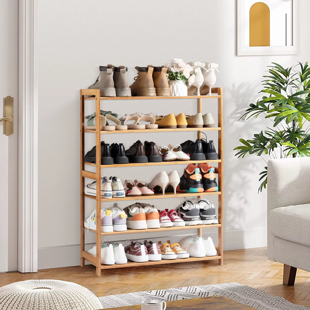 6-Tier Bamboo Wood Shoe Shelf W461903