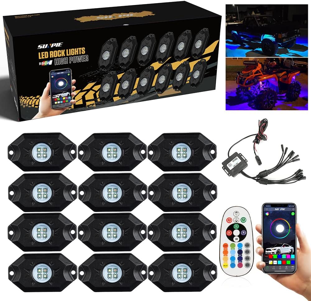 6 Pods RGBW LED Rock Lights with Remote Control Pack of 2 E3260