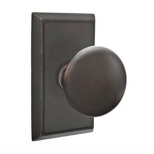 Oil Rubbed Bronze Double Dummy Door Knob with Rectangular Rose M9808
