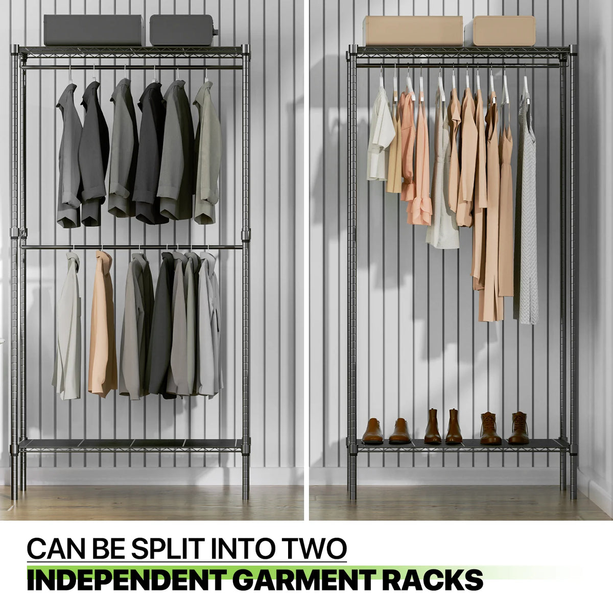 Heavy Duty Black Wire Garment Rack with Adjustable Shelves X734