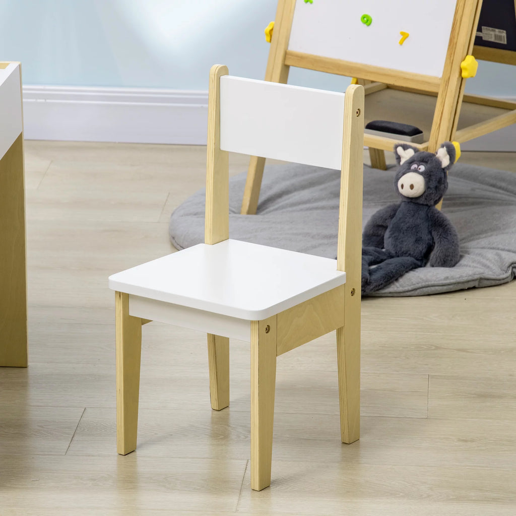 White 3 Pcs Kids Table and Chair Set with Storage Y3865