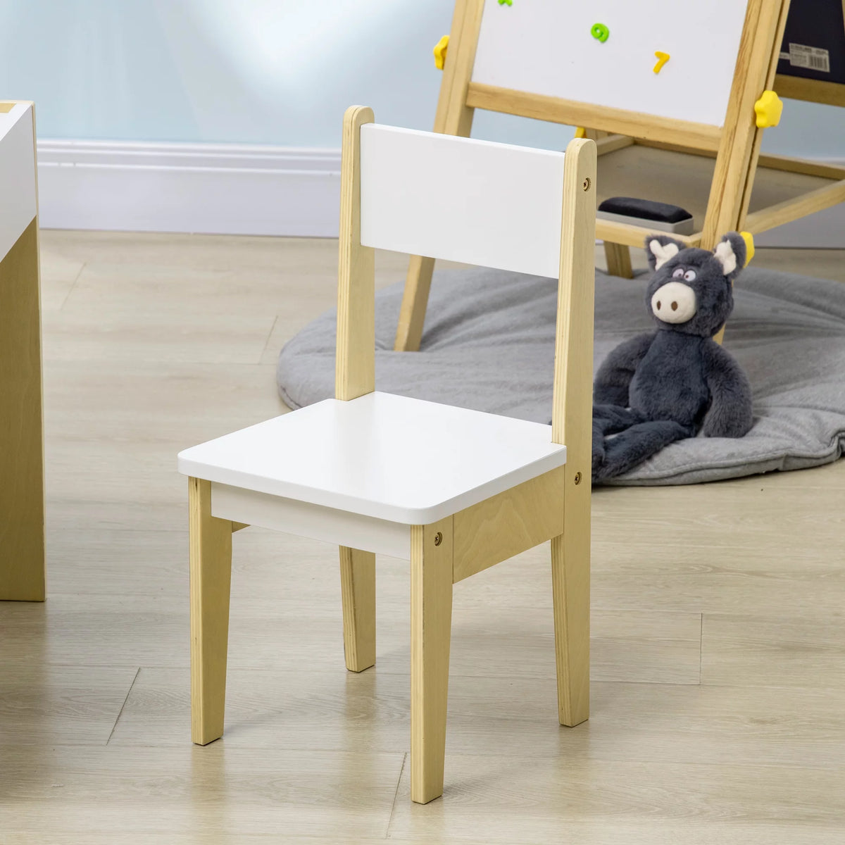 White 3 Pcs Kids Table and Chair Set with Storage Y3865