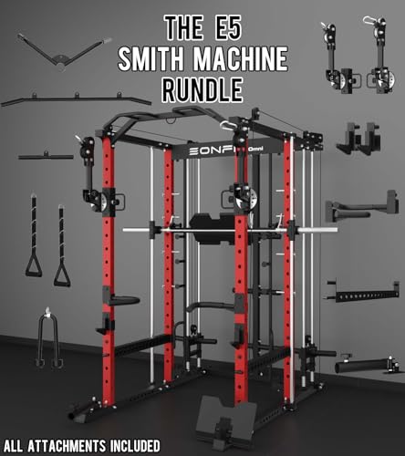Smith Machine with Vertical Leg Press Power Cage Squat Rack with LAT-Pull Down Cable Crossover Rotating Arms System Home Gym Equipment H4984