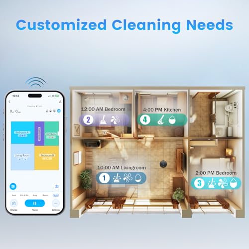 Robot Vacuum and Mop Combo, Self-Emptying, 180mins Runtime, Home Mapping O6630