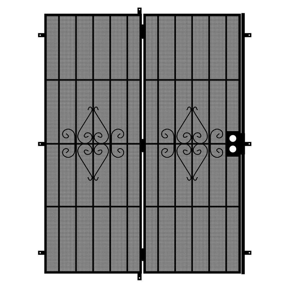 Black Steel Patio Security Door with Expanded Metal Screen X307