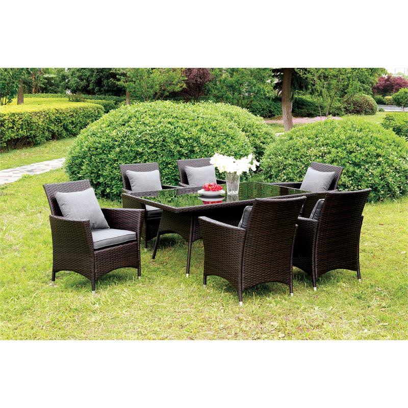 Gray Rattan Patio Wicker Arm Chair (Set of 2) K11372