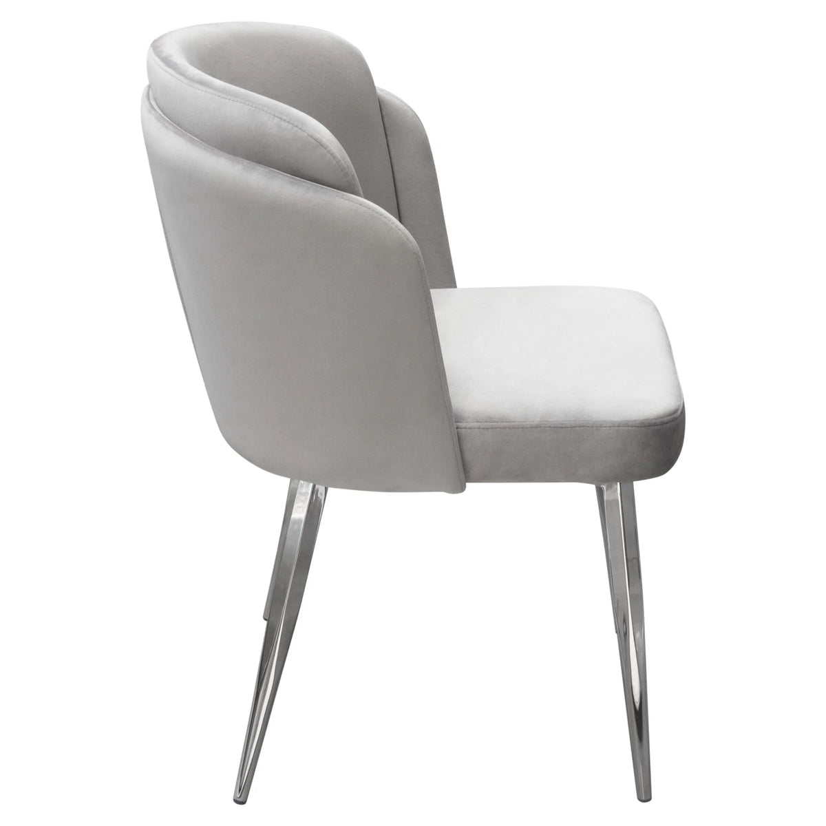 Grey Velvet Dining Chairs with Chrome Legs, Pack of 2 D515