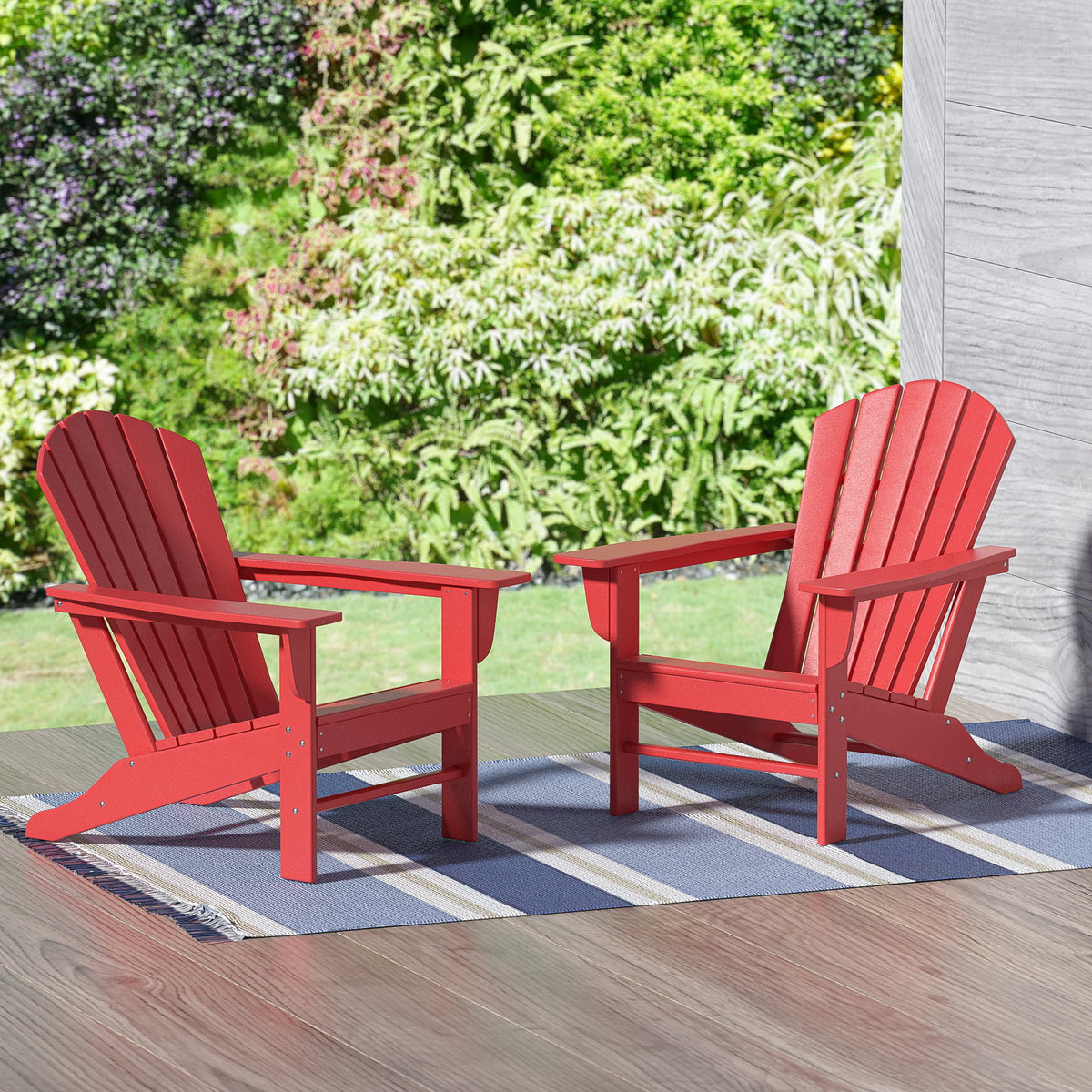 Red All Weather Poly Patio Adirondack Chair Set of 2 B202972