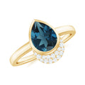 14K Yellow Gold Teardrop Ring with Diamond D574920