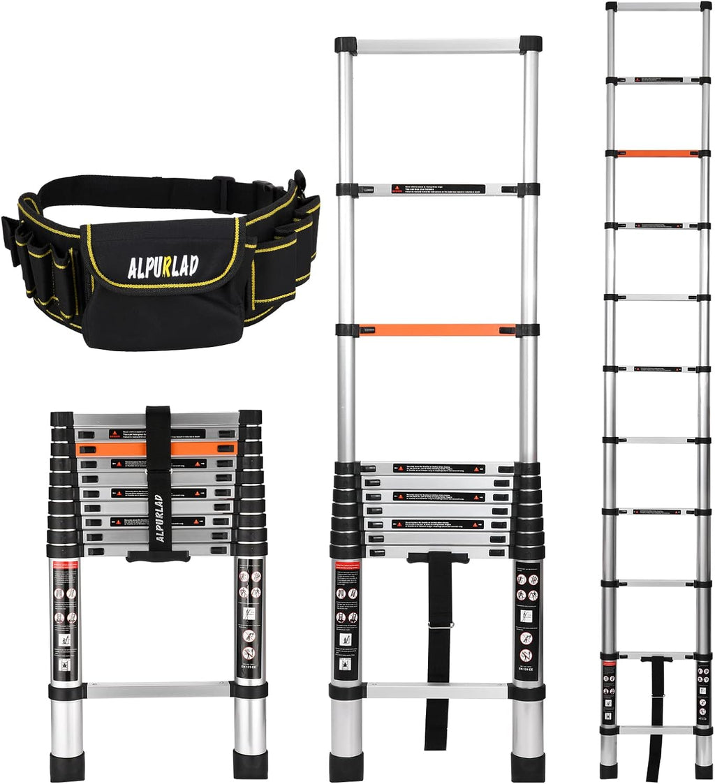 Telescoping Ladder 12.5FT Aluminum Lightweight Collapsible Ladder, 330lbs Capacity F620