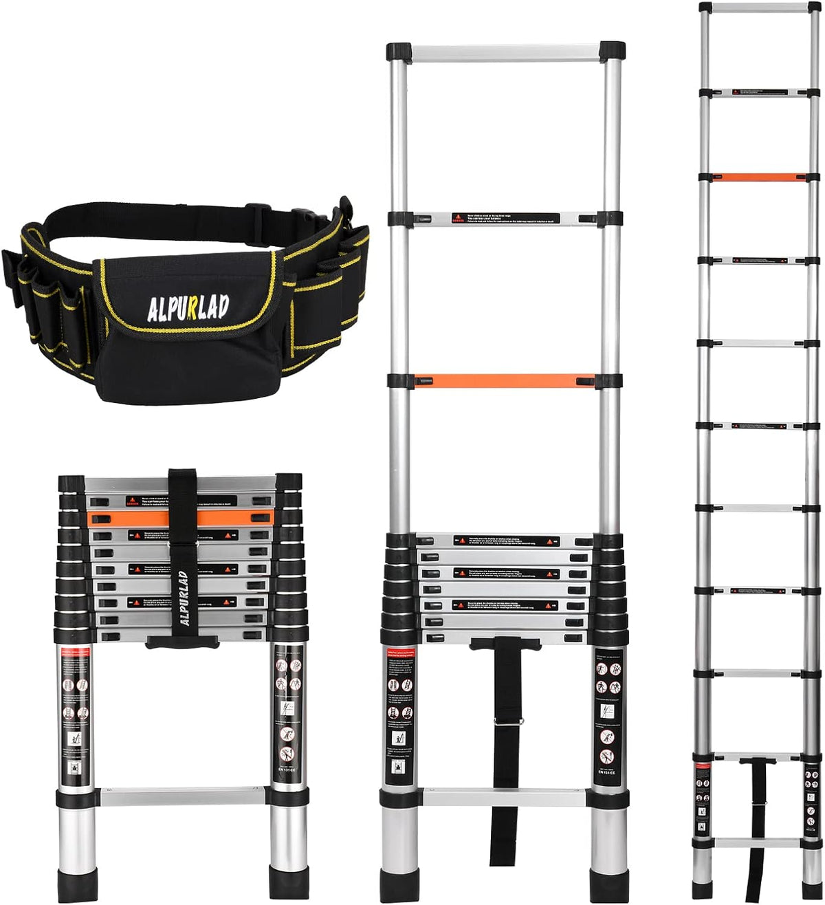 Telescoping Ladder 12.5FT Aluminum Lightweight Collapsible Ladder, 330lbs Capacity F620
