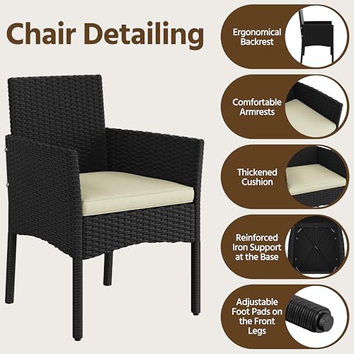 4 Pieces Rattan Wicker Patio Furniture Set with Cushion and Glass Table J981712