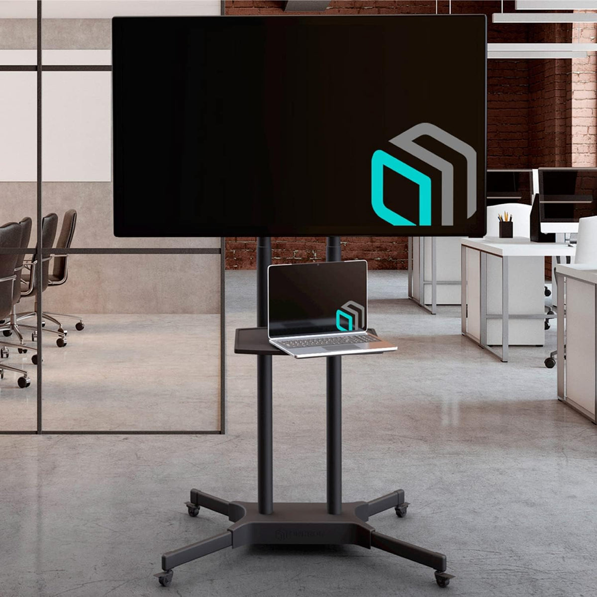 Mobile TV Stand Rolling TV Cart for 40 to 65 Inch LCD LED TV Screens with Wheels Shelves T302256