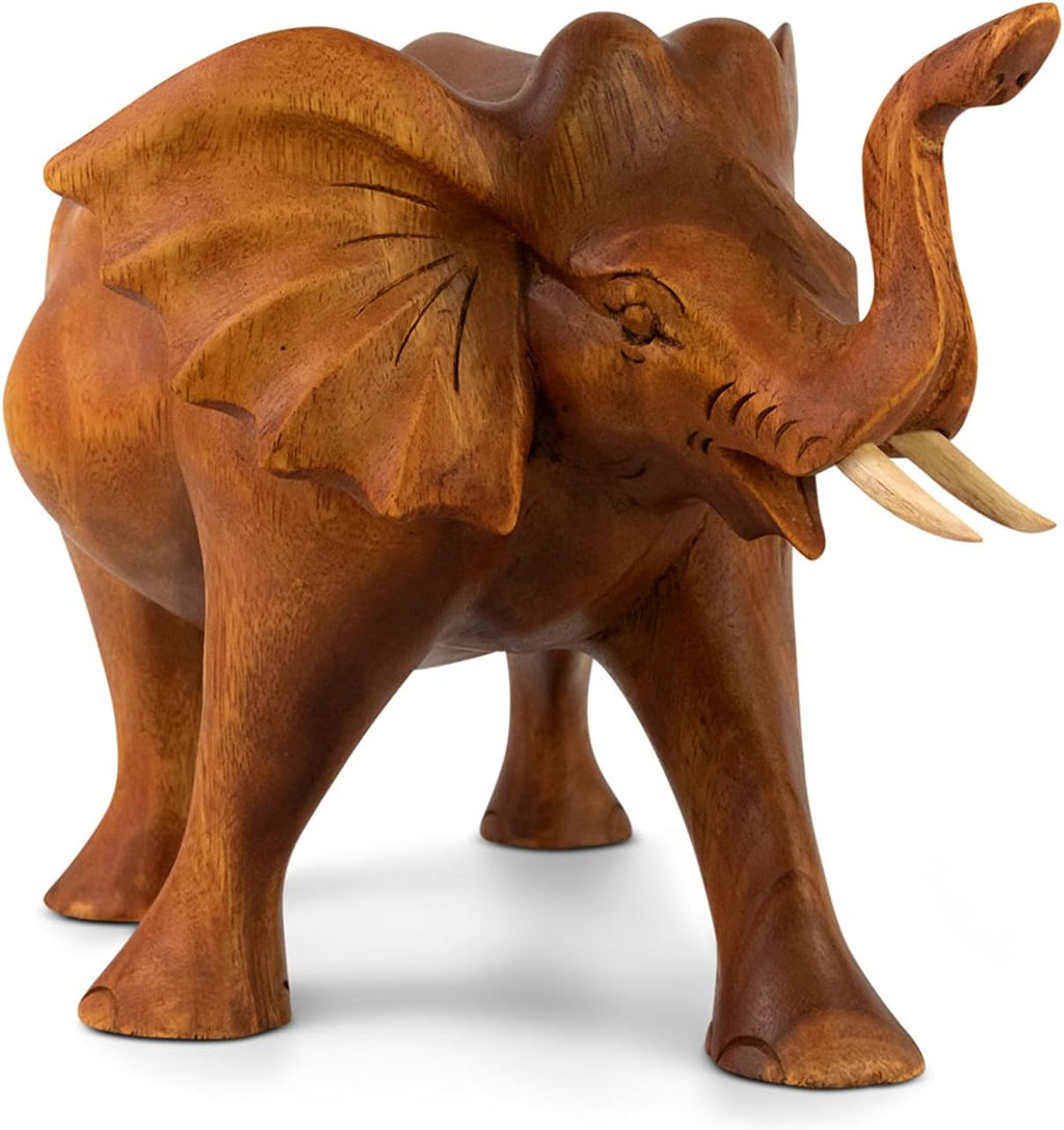12 Large Hand Carved Wooden Elephant Statue Figurine L484