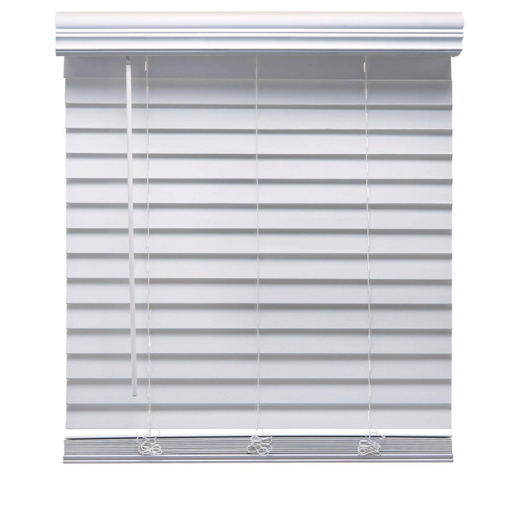 White Cordless Faux Wood Blind W170