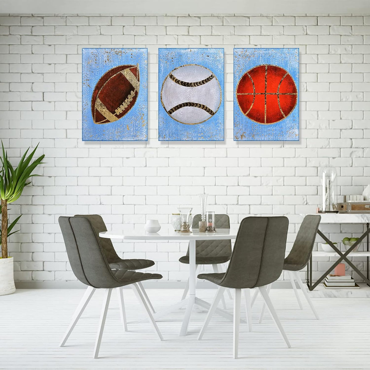 Hand Painted Canvas Wall Art 12”x16” 3 Pieces D43065