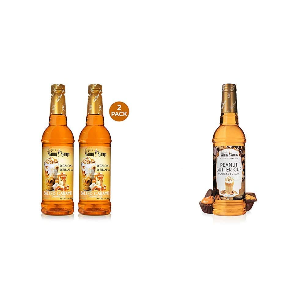 Sugar Free Coffee Syrups, Salted Caramel and Peanut Butter Cup Flavors, Zero Calorie, Gluten Free, 2 Pack Y860253