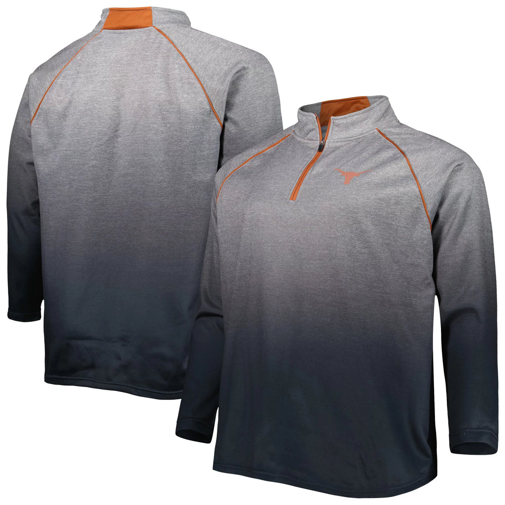 Heather Gray Texas Longhorns Raglan Quarter-Zip Jacket D419227