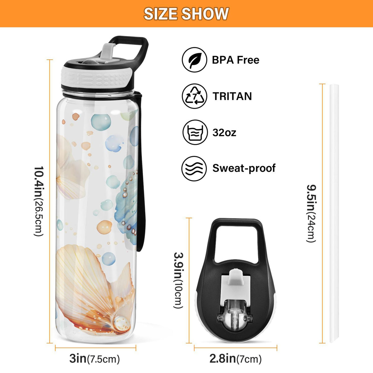 32oz Tritan Leakproof Clear Sports Water Bottle Z6722