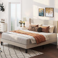 Queen Bed Frame with Wingback Headboard B7340