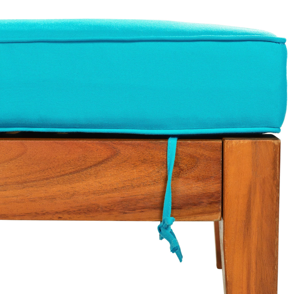 Solid Wood Chaise Lounge with Cushion, Wheels and Cup Table A60468