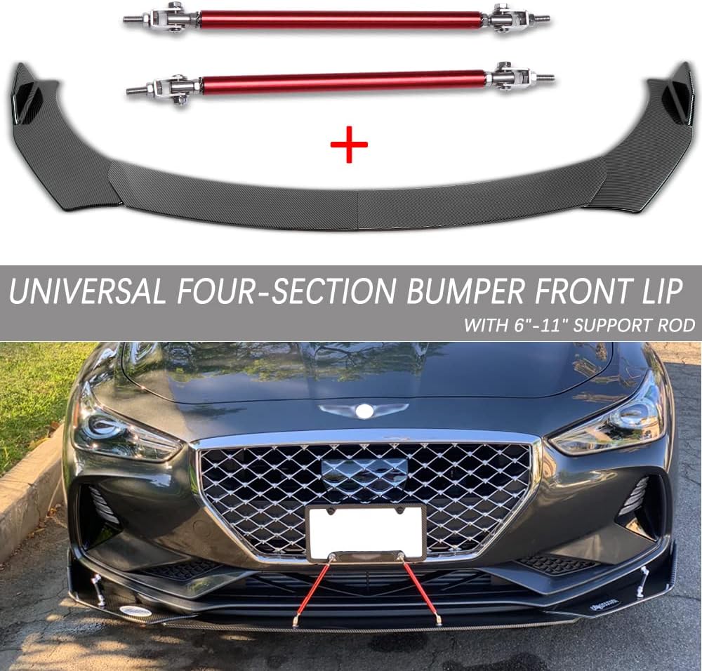 Red Adjustable Front Bumper Splitter Rods Pack of 2 S746145