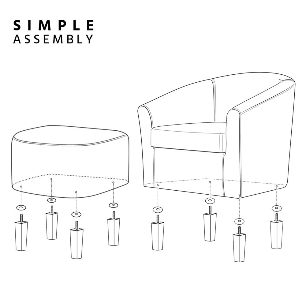 Faux Leather Tub Chair with Ottoman, Black K42671