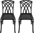 Black Set of 2 Cast Aluminum Outdoor Dining Chairs U472770