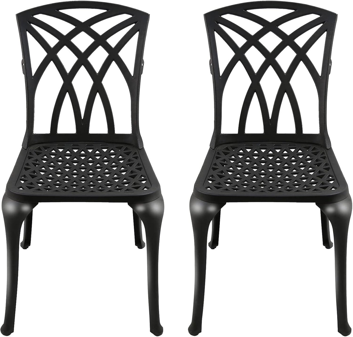 Black Set of 2 Cast Aluminum Outdoor Dining Chairs U472770