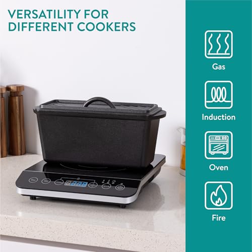 Black Cast Iron Bread Loaf Tin with Lid Y94664