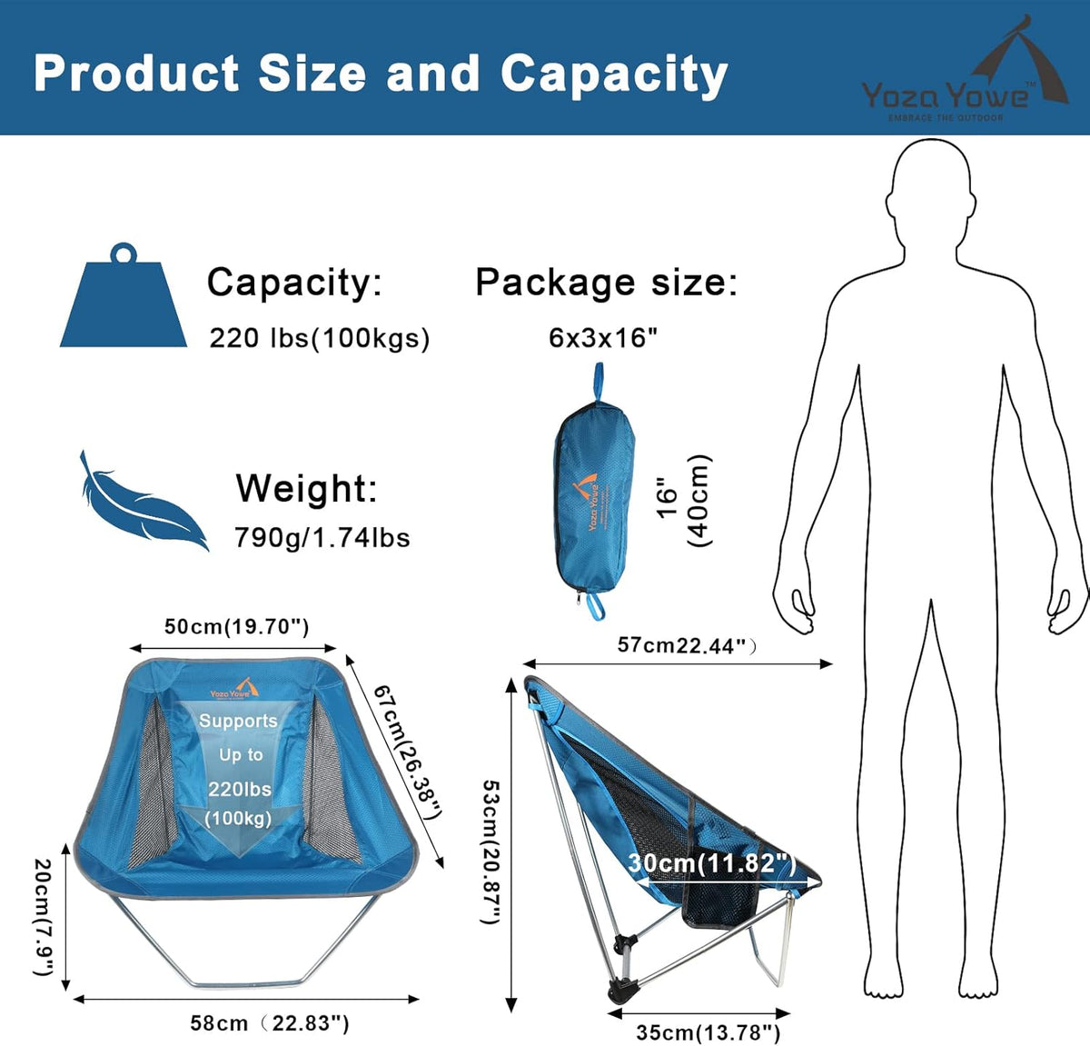 Compact Folding Camping Chair with Carry Bag H55420