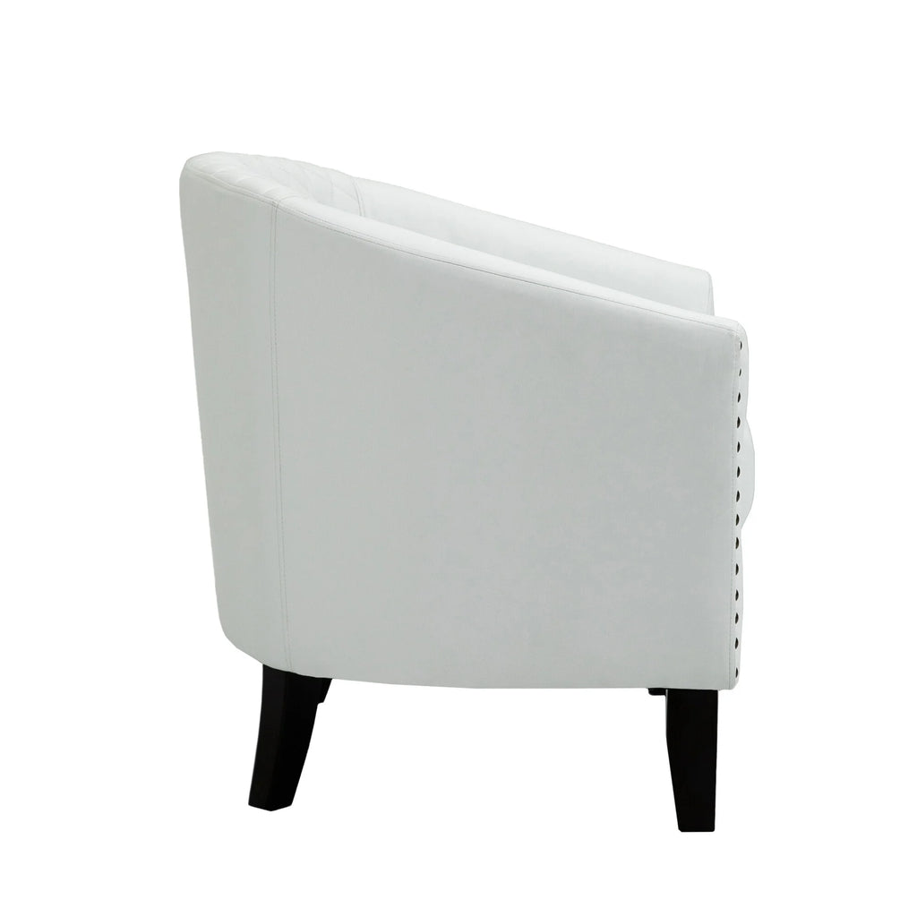 Faux Leather Accent Barrel Chair Set of 2 White C74057