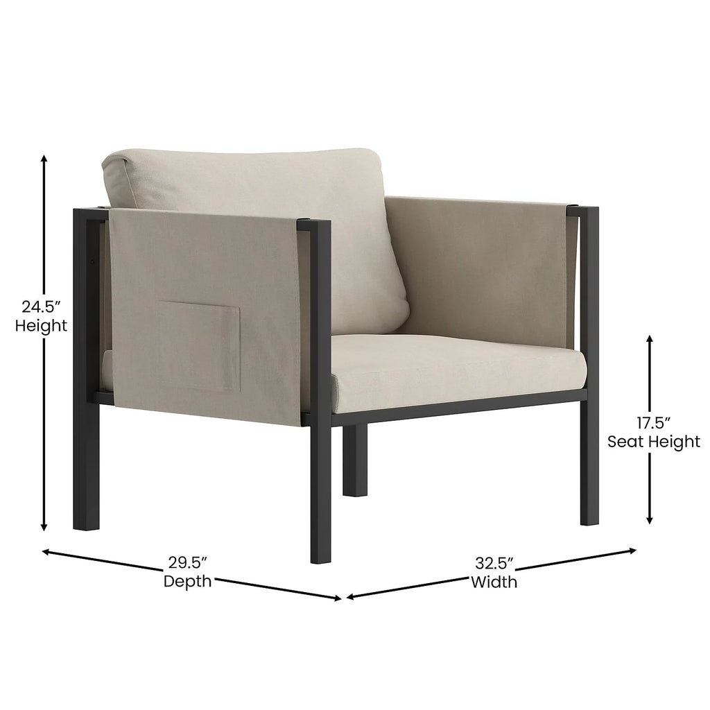 Light Gray Steel Patio Lounge Chair D1322