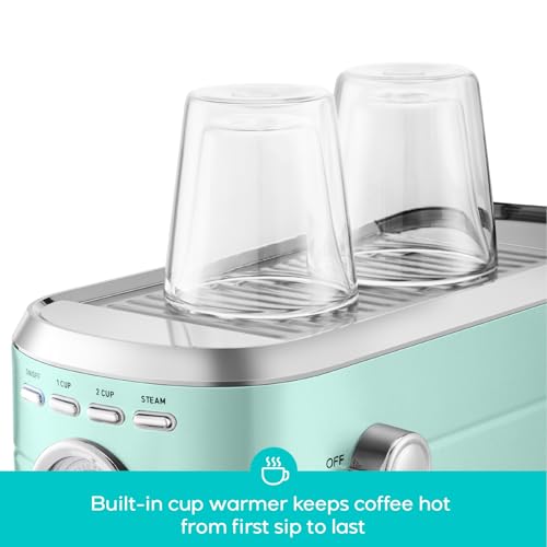 Compact Espresso Machine with Steam Milk Frother, Stainless Steel, 34oz Water Tank E409714