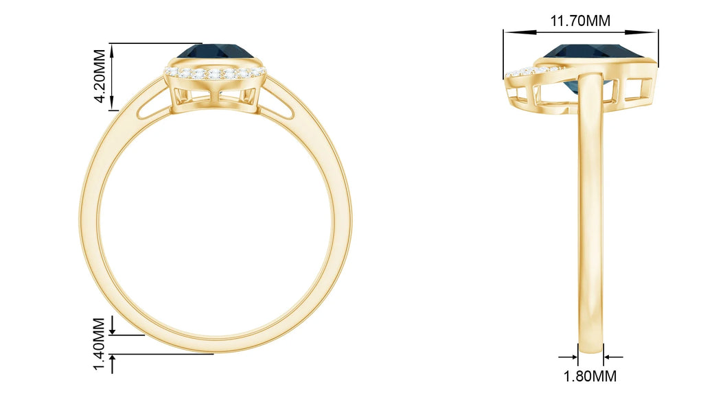 14K Yellow Gold Teardrop Ring with Diamond D574920