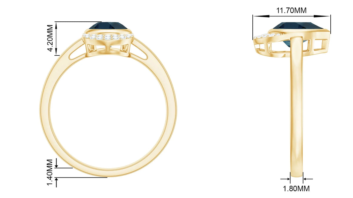 14K Yellow Gold Teardrop Ring with Diamond D574920