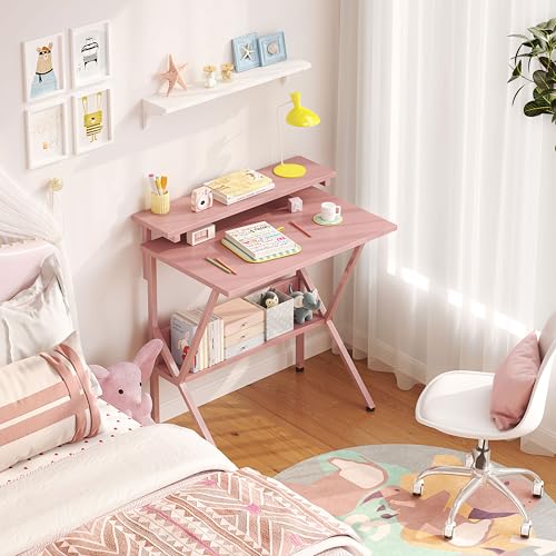 Small Desk with Adjustable Monitor Stand, Grey C253