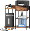 Printer Stand with Storage Drawer, 3 Tier, Wheels, Rustic Brown G76442