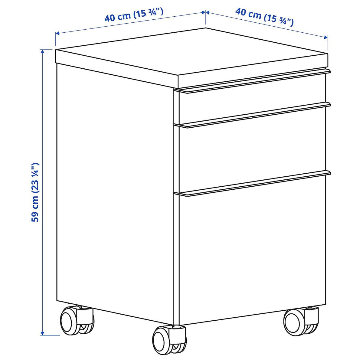 High Gloss White Drawer Unit on Casters O4152