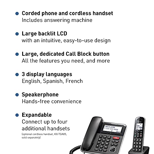 2 Handset Corded/Cordless Phone System with Answering Machine P9564