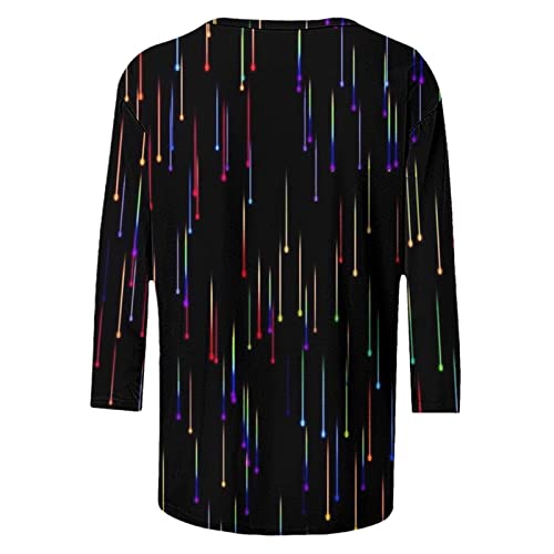 Summer Outfits for Women Casual Fashion Printing Crew Neck Three Quarter Sleeve V80139