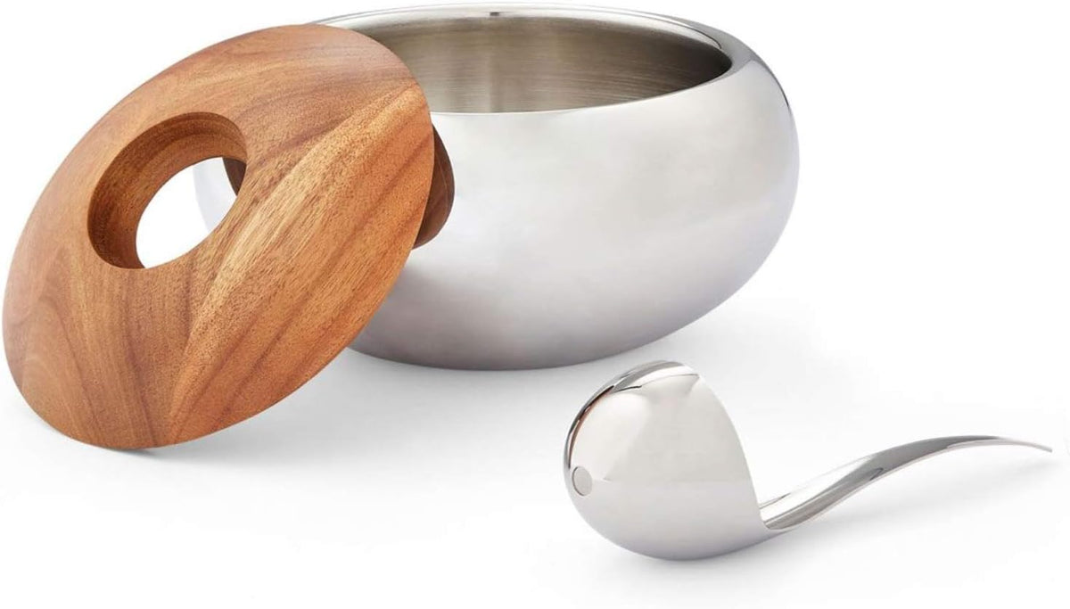 Acacia Wood and Stainless Steel Ice Bucket N1959