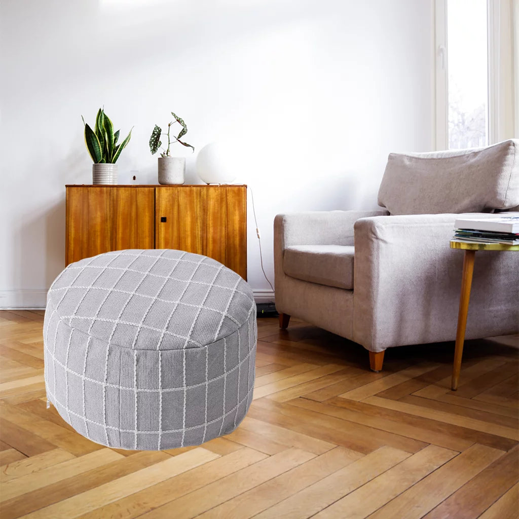 Gray Ottoman Pouffe Cover Foot Stool Cubes L815098
